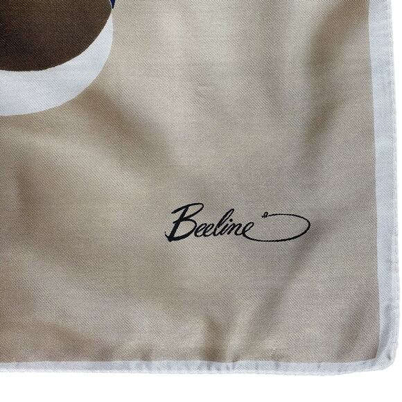 100% Acetate Square Scarf by Beeline Made In Italy Mod Tan Cream Gold 30" Square - Picture 6 of 7